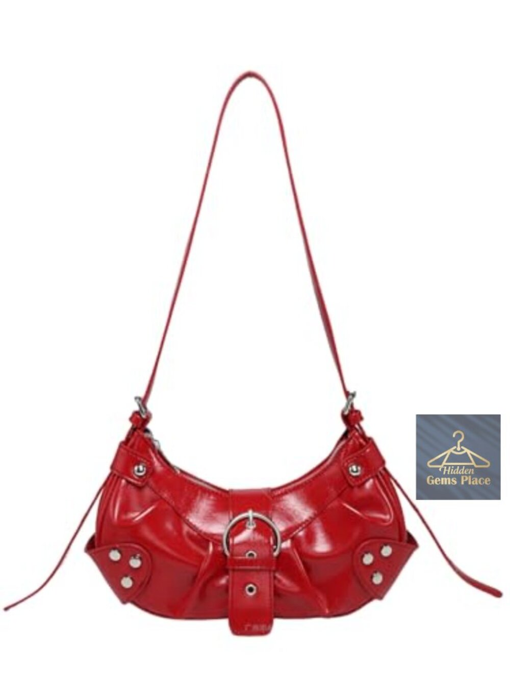 Y2K Faux Leather Shoulder Bag Hobo Clutch Purse Punk Handbag